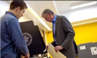 Mayor Bill de Blasio Votes in General Election. Tuesday, November 04, 2014. 