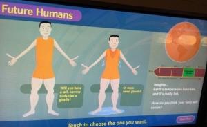 In the Smithsonian exhibit on how past climate change was supposedly beneficial to human evolution, visitors can solve our current climate crisis by deciding how humans will evolve to warming. Seriously.